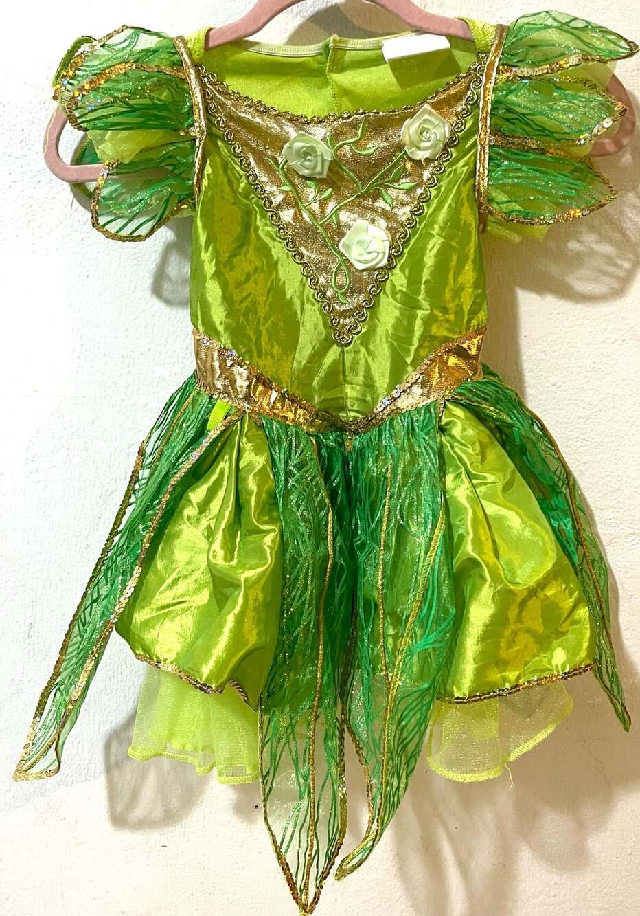 Teetot Fairy Costume Dress Size 3-4 Green Gold